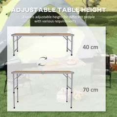 Outsunny 3ft Folding Camping Table Height Adjustable Aluminium Outdoor Garden Party Picnic BBQ Trestle Table Field Kitchen - 6