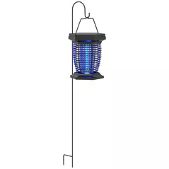 Outsunny 2-in-1 Electric Fly Zapper with UVA Light, Hanging Garden Lantern, Solar and USB-DC Rechargeable Insect Mosquito Bug Zapper, Fly Killer for Indoor and Outdoor Use, Black - 1