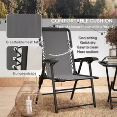Outsunny Three-Piece Garden Table and Chair Set - Dark Grey - 6
