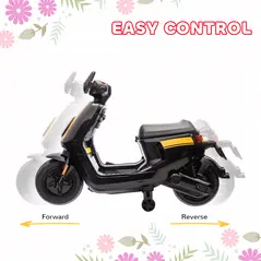 AIYAPLAY 6V Ride on Motorbike, Kids Electric Motorbike w/ Headlights, Music, Training Wheels, for Ages 18-36 Months, Black - 5