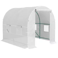 Outsunny 245 x 200cm Polytunnel Greenhouse - White - 1