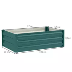 Outsunny Set of Two 100 x 60cm Steel Planter Boxes -Green - 3