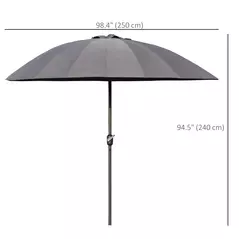Outsunny 2.5m Shanghai Garden Parasol Umbrella with Crank & Tilt, Adjustable Outdoor Sun Shade, Grey - 3