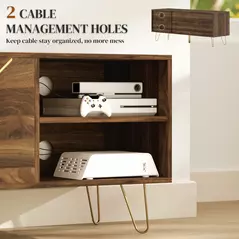 HOMCOM TV Stand Cabinet for up to 60 Inch TV, Modern 130cm TV Unit with Adjustable Shelves and Hairpin Legs, Double Door TV Cabinet for Living Room, Bedroom, Brown - 6