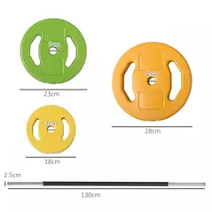 HOMCOM 20kg Barbell Weights Set, Adjustable Weights with Non-slip Handle, for Women and Men Home Gym Exercise Weight Strength Training - 3