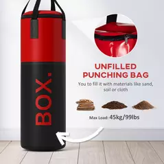 SPORTNOW Unfilled Punching Bag Set with Boxing Bag Bracket, Boxing Gloves, Hand Wraps and 360° Swivel Hook - 4
