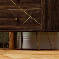 HOMCOM Bedside Tables Set of 2, Modern Side Table Set with 2 Drawers and Steel Hairpin Legs, Nightstand for Bedroom, Brown Wood Grain - 9