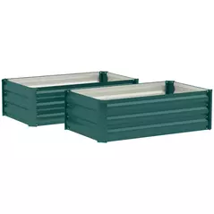 Outsunny Set of Two 100 x 60cm Steel Planter Boxes -Green - 1