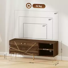 HOMCOM TV Stand Cabinet for up to 60 Inch TV, Modern 130cm TV Unit with Adjustable Shelves and Hairpin Legs, Double Door TV Cabinet for Living Room, Bedroom, Brown - 3