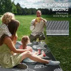 Outsunny Plastic Straw Reversible RV Outdoor Rug with Carry Bag, 182 x 274cm, Grey and White - 8