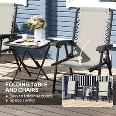 Outsunny Three-Piece Garden Table and Chair Set - Dark Grey - 5