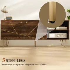 HOMCOM TV Stand Cabinet for up to 60 Inch TV, Modern 130cm TV Unit with Adjustable Shelves and Hairpin Legs, Double Door TV Cabinet for Living Room, Bedroom, Brown - 7