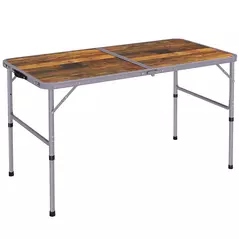 Outsunny 3ft Folding Camping Table Height Adjustable Aluminium Outdoor Garden Party Picnic BBQ Trestle Table Field Kitchen - 1