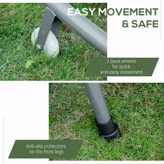 Outsunny Double Sun Lounger with Adjustable Detachable Canopy, Portable Garden Daybed for 2 with Wheels, Outdoor Sunbed Hammock with 2 Pillows, 220 KG Max. Load, Grey - 7