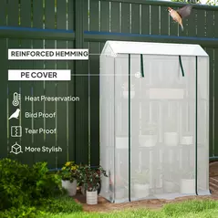 Outsunny 40 x 100cm Three Shelf Steel Frame Greenhouse - White - 5