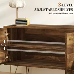 HOMCOM TV Stand Cabinet for up to 60 Inch TV, Modern 130cm TV Unit with Adjustable Shelves and Hairpin Legs, Double Door TV Cabinet for Living Room, Bedroom, Brown - 5