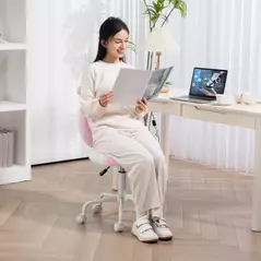 HOMCOM Fuzzy Office Chair with Bunny Ears, Faux Fur Swivel Desk Chair, Armless Makeup Vanity Chair with Adjustable Height for Bedroom, Study Room, Colourful - 8