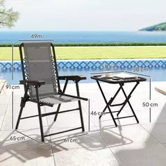 Outsunny Three-Piece Garden Table and Chair Set - Dark Grey - 3