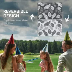 Outsunny Plastic Straw Reversible RV Outdoor Rug with Carry Bag, 182 x 274cm, Grey and White - 7