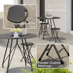 Outsunny Set of Four Folding Carry Stools - Charcoal Grey - 6