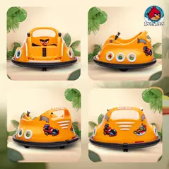 AIYAPLAY Angry Bird Licensed Waltzer Car, 12V Kids Bumper Car w/ Joysticks, Remote, Music LED Lights, Orange - 9