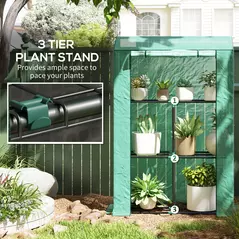 Outsunny 40 x 100cm Three Shelf Steel Frame Greenhouse - Green - 5