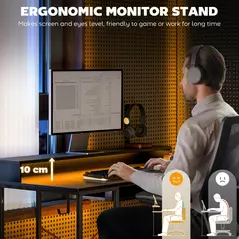 HOMCOM Computer Desk with LED Lights and Power Outlets, 120 x 55 cm Gaming Desk with Monitor Stand, Sliding Keyboard Tray and Storage Shelves for Home Office, Black - 6