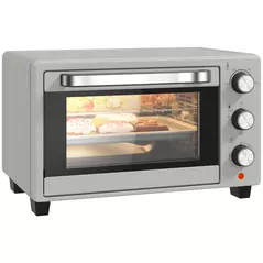 HOMCOM 21L Mini Countertop Oven, 100°C-230°C Adjustable Temp - Silver Tone - 1