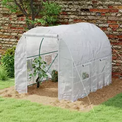Outsunny 245 x 200cm Polytunnel Greenhouse - White - 2