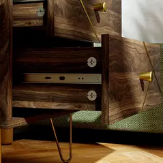 HOMCOM Bedside Tables Set of 2, Modern Side Table Set with 2 Drawers and Steel Hairpin Legs, Nightstand for Bedroom, Brown Wood Grain - 8