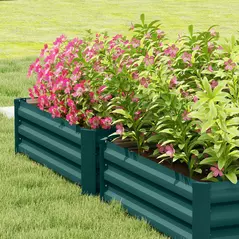 Outsunny Set of Two 100 x 60cm Steel Planter Boxes -Green - 9