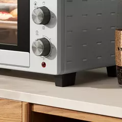 HOMCOM 21L Mini Countertop Oven, 100°C-230°C Adjustable Temp - Silver Tone - 9