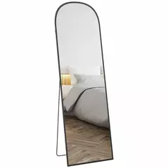 HOMCOM 162cm Aluminium Frame Standing Mirror - Black - 1