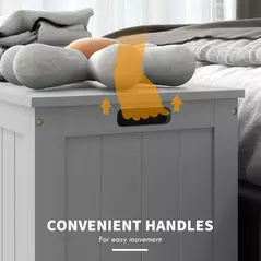 HOMCOM Storage Chest, Modern Storage Trunk with 2 Safety Hinges and Cut-out Handles, Wooden Toy Box for Living Room, Entryway, 76 x 40 x 48 cm, Grey - 6