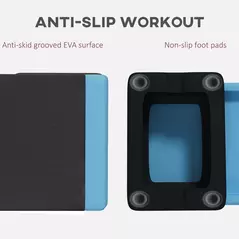 SPORTNOW Adjustable Fitness Stepper, with Non-Slip Surface, for Home, Gym, Office Workout, Light Blue - 5