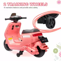 AIYAPLAY 6V Ride on Motorbike, Kids Electric Motorbike w/ Headlights, Music, Training Wheels, for Ages 18-36 Months, Pink - 6