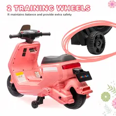 AIYAPLAY 6V Ride on Motorbike, Kids Electric Motorbike w/ Headlights, Music, Training Wheels, for Ages 18-36 Months, Pink - 6