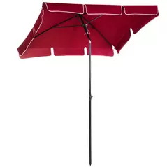 Outsunny Garden Parasol Umbrella, Outdoor Market Table Umbrella with Ruffles & Aluminium Pole, Rectangular Tilting Parasol Sun Shade Canopy, 2 x 1.3m, Red - 1