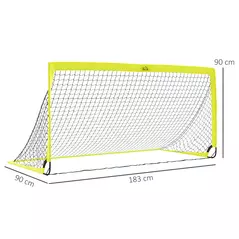 HOMCOM Two Football Goal Nets, Foldable Outdoor Sport Training Equipment, for Teens, Adults, with Carrying Bag, Yellow - 3