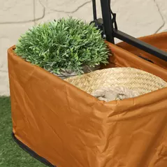 Outsunny 120L Festival Trolley on Wheels, Folding Camping Trolley Cart with Removable Canopy, All-Terrain Wheels, Adjustable Handle, Push or Pull for Garden Beach Fishing Shopping, Orange - 9