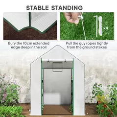 Outsunny 143 x 140cm Walk-In Greenhouse, with Accessories - White - 7