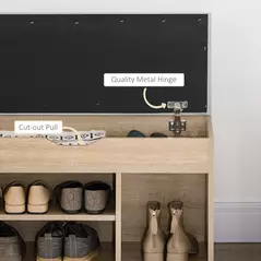 HOMCOM Shoes Cabinet Bench Hidden Storage Padded Seat Organiser Footwear Rack Hallway Oak Tone - 6