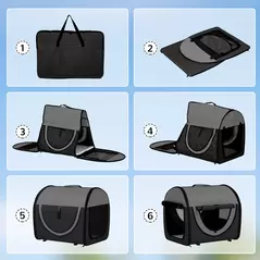 Pawhut Folding Fabric Soft Pet Crate, 46Lx36Wx41H cm - Black - 9