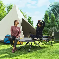 Outsunny Double Camping Cot Bed, with Bag - Charcoal Grey - 8