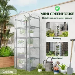 Outsunny 193cm Five Shelf Mini Greenhouse - White - 6