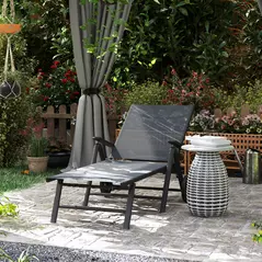 Outsunny Five-Position Reclining Sun Lounger - Grey - 2