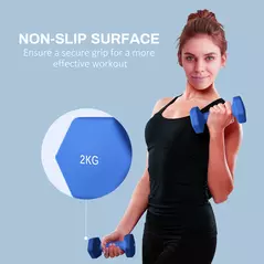SPORTNOW 2 x 2kg Hexagonal Dumbbells Weights Set with Non-Slip Grip for Home Gym Workout, Blue - 6