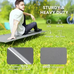 Outsunny Lightweight Camping Bed, Aluminium Portable Camp Cot w/ Strong Support 150kg and Carry Bag for Camping, Dark Grey - 4
