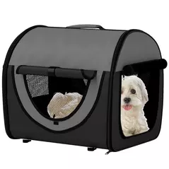 Pawhut Folding Fabric Soft Pet Crate, 46Lx36Wx41H cm - Black - 1