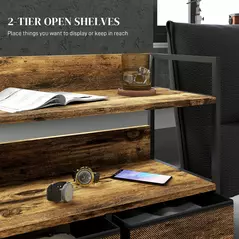 HOMCOM Rustic Chest of Five Fabric Drawers - Rustic Brown - 5